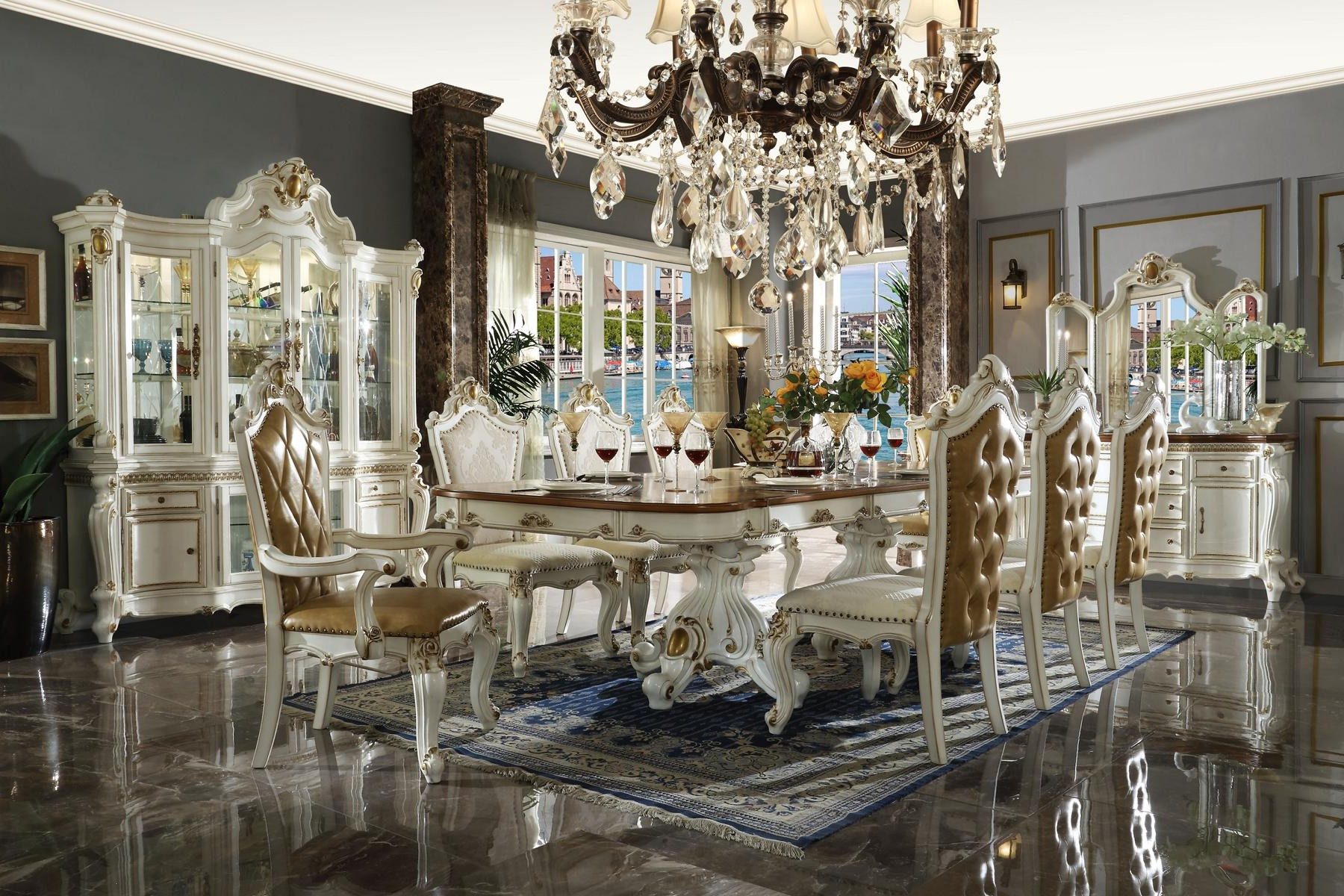 Xlmoebel Esszimmer-Set Klassisches 10-teiliges Barock Rokoko Esszimmer mit 8 Stühlen, (10-St), Made in Europa
