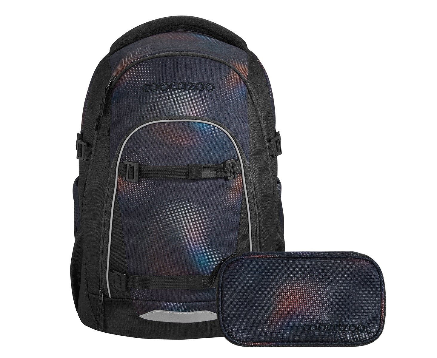 coocazoo Schulranzen Schulrucksack-Set MATE Rainbow Illusion 2-teilig (2-teilig), ergonomisch, Körpergröße: 135 - 180 cm, Easy-Grow-System