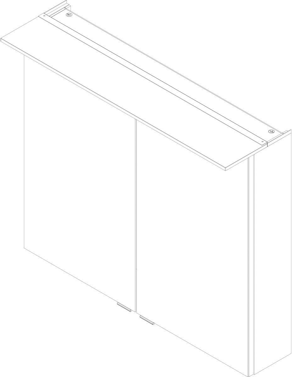 Badmöbel 2 Spiegelschrank verspiegelt Türen - cm, mit FACKELMANN 80 80 doppelseitig Breite PE weiß