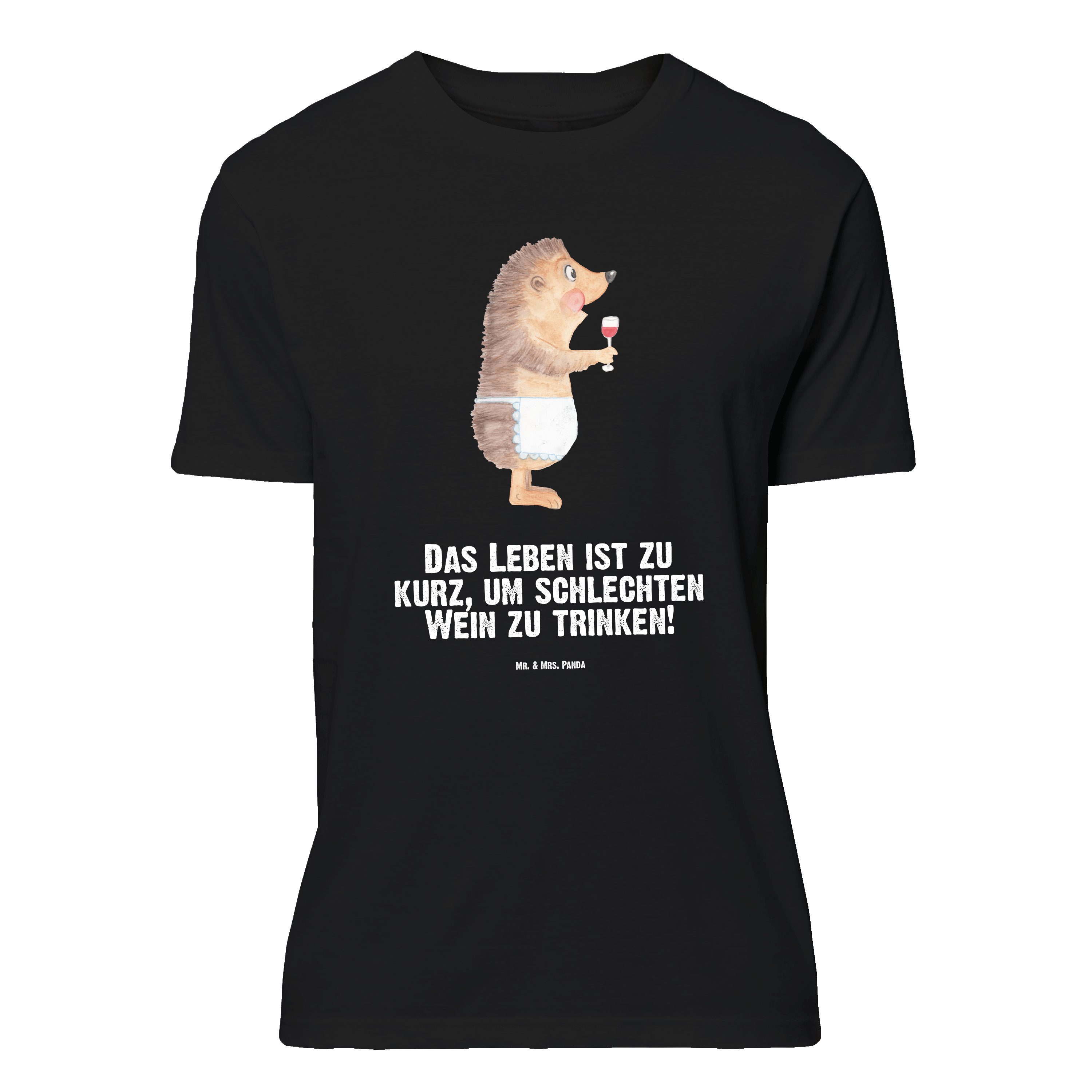 Mr. & Mrs. Panda T-Shirt Igel Wein, Größe XL T-Shirt, Schwarz, Rotwein, Wein Spruch, Shirt, T- (Packung) Wein Spruch Geschenk T-Shirt mit Spruch