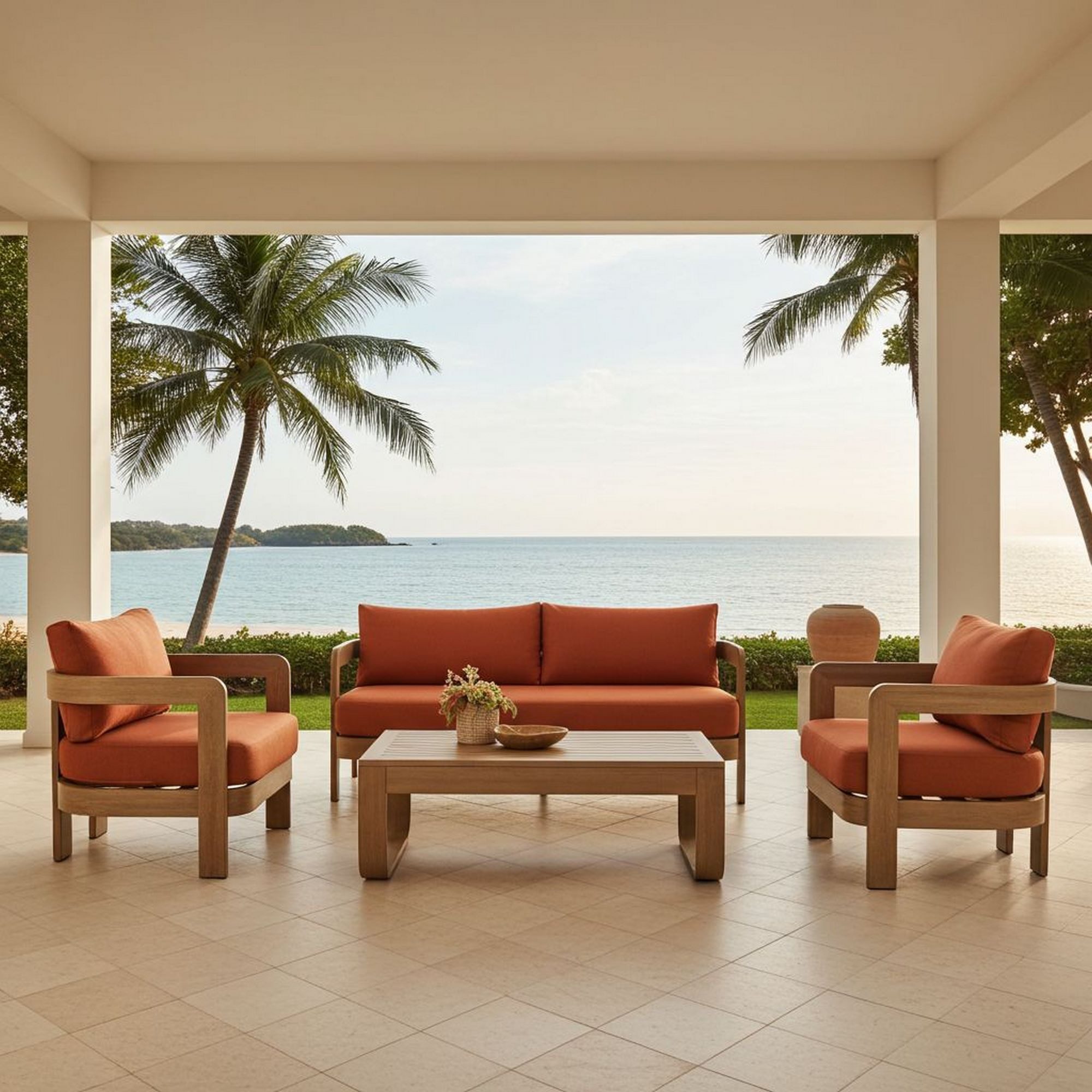 Lesli Living Gartenlounge-Set Lesli Living Lounge-Set Mylo Terra in Holzoptik