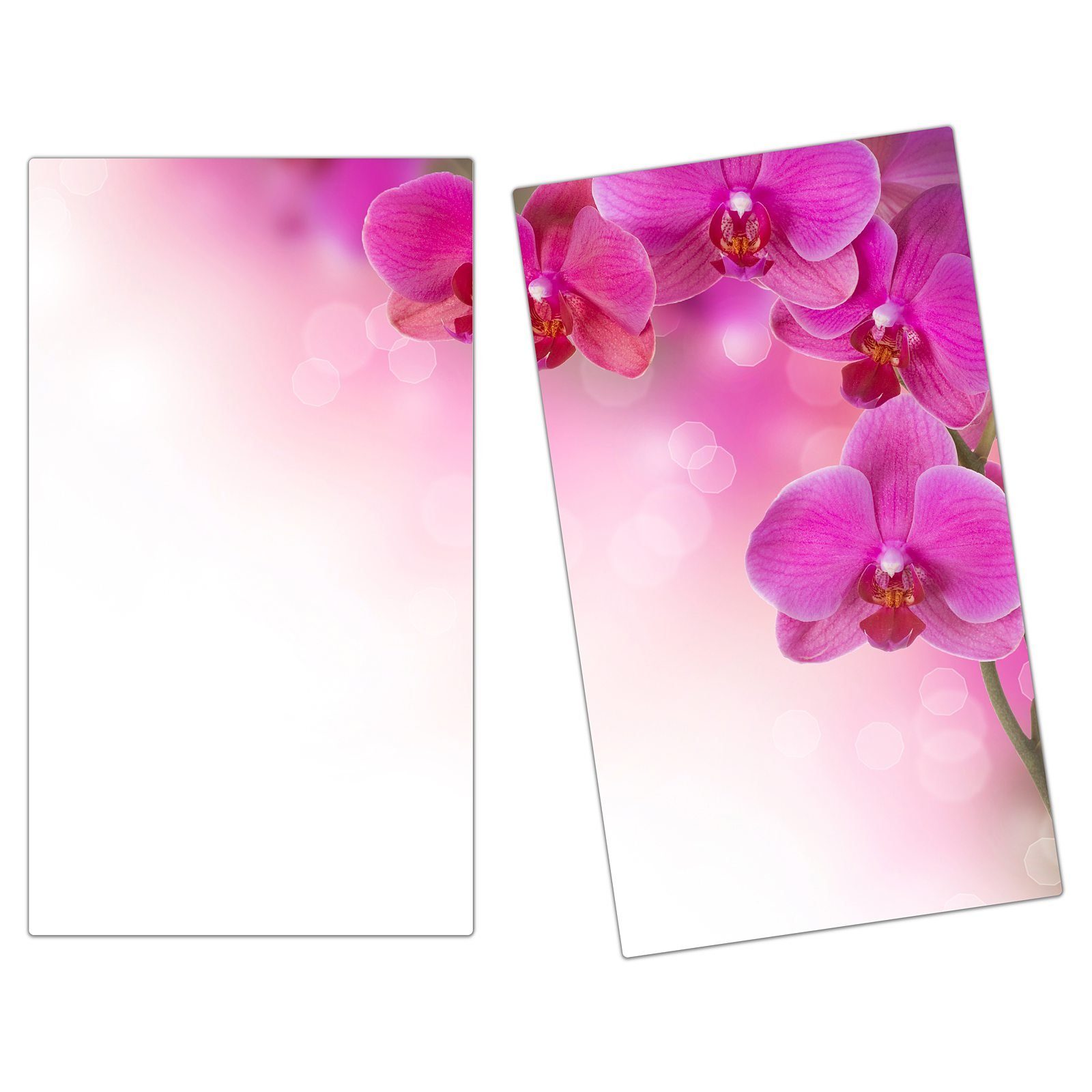Orchideen Glas, (2 Herdabdeckplatte tlg) aus Glas Primedeco Design, Herd-Abdeckplatte Spritzschutz