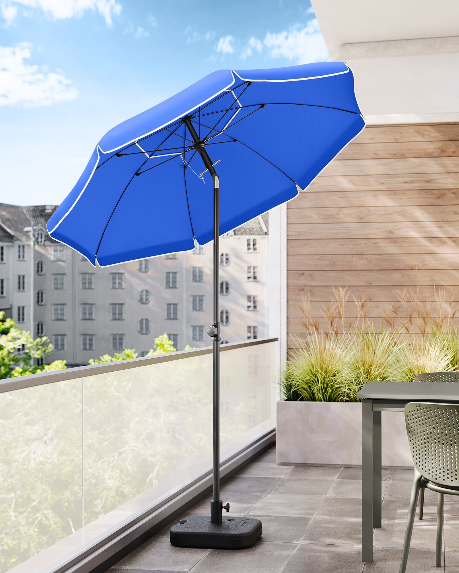 SONGMICS Sonnenschirm, 160/200 cm, UPF 50+, mit Tragetasche, ohne Ständer