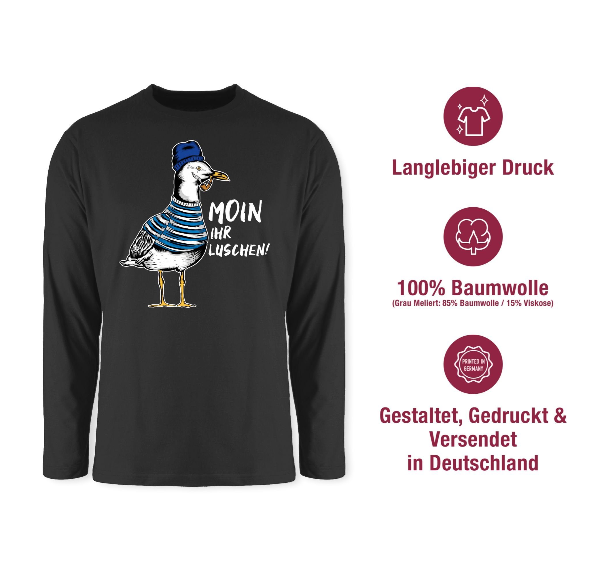 Shirtracer Rundhalsshirt Moin ihr Luschen Coole Möwe Weiß Sprüche
