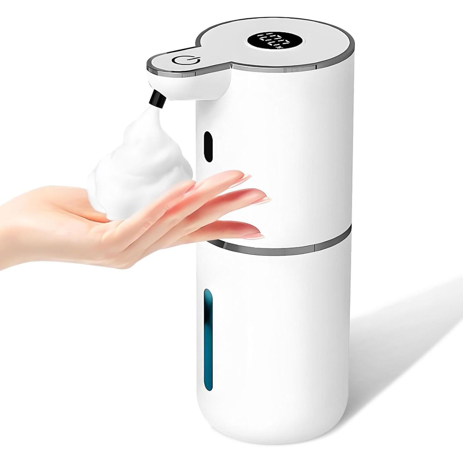 AIMAX Seifenspender Automatisch 380ml Wandbefestigung USB Wiederaufladbar, (IPX5 Wasserdicht, 6 Stufen Wasserdicht Elektrisch Berührungslos Elektrischer), mit Sensor Verstellbar schaumseifenspender für Küchen, Bad, Schule