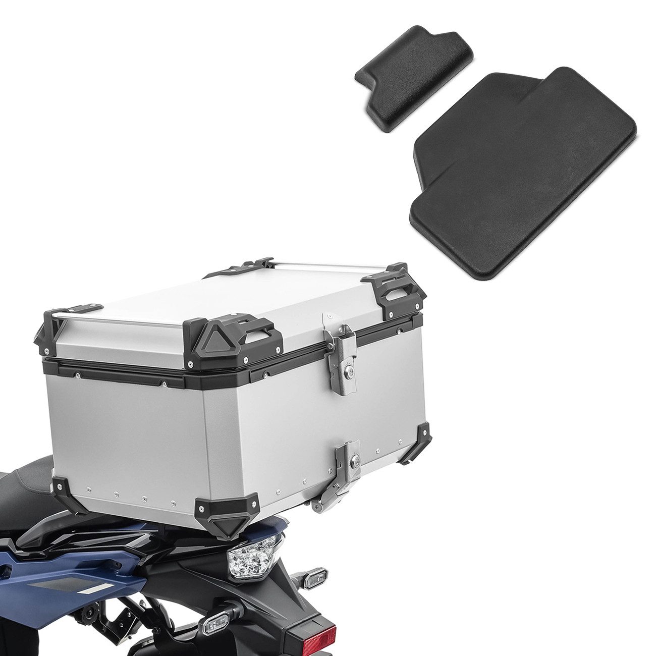 Topcase Set Motorrad Aluminium Topcase 85L + Sozius Rückenpolster # XB85 Alu T