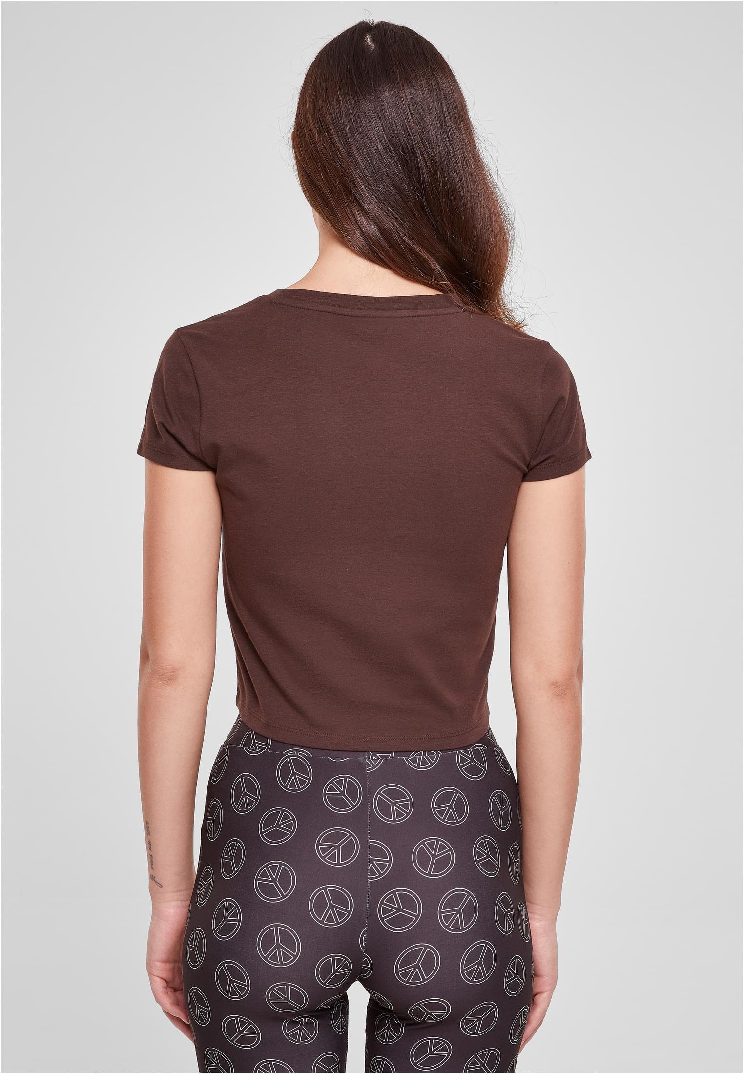 Cropped URBAN Stretch brown Damen Tee CLASSICS Ladies (1-tlg) T-Shirt Jersey