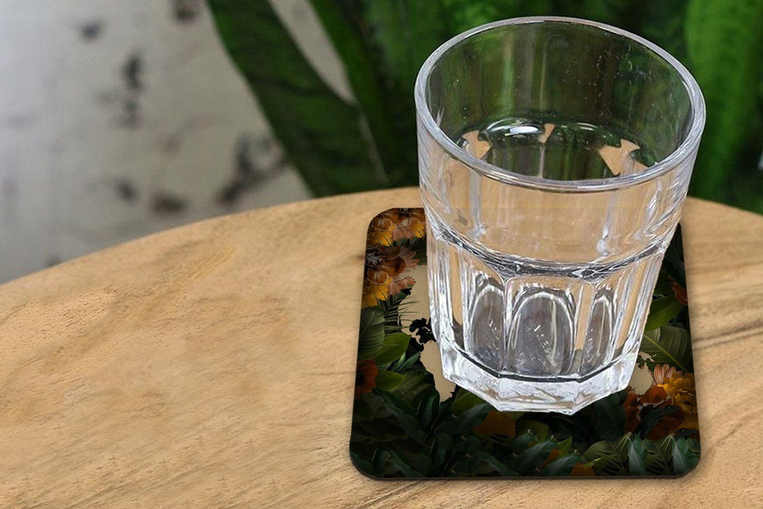 Glasuntersetzer Tasse - Weltkarte Gläser, Untersetzer, Einfach für Korkuntersetzer, Glasuntersetzer, 6-tlg., - Zubehör Tischuntersetzer, Blumen, MuchoWow