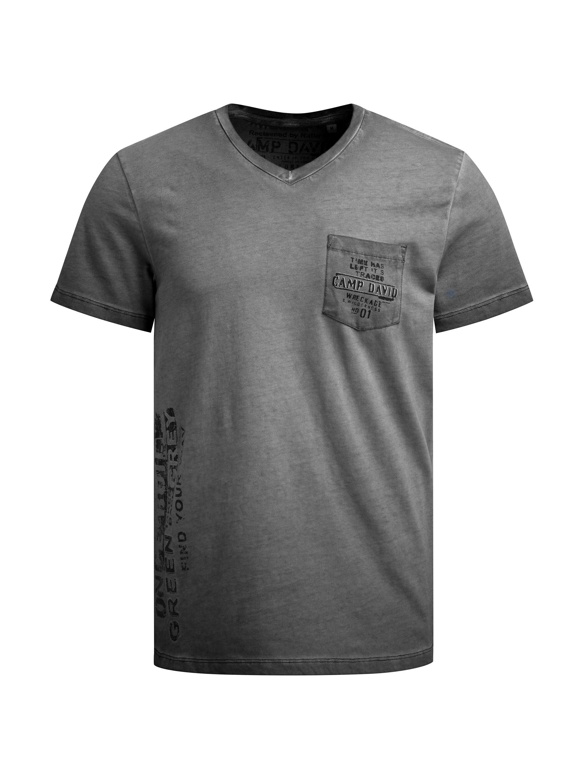 CAMP DAVID V-Shirt mit Brusttasche
