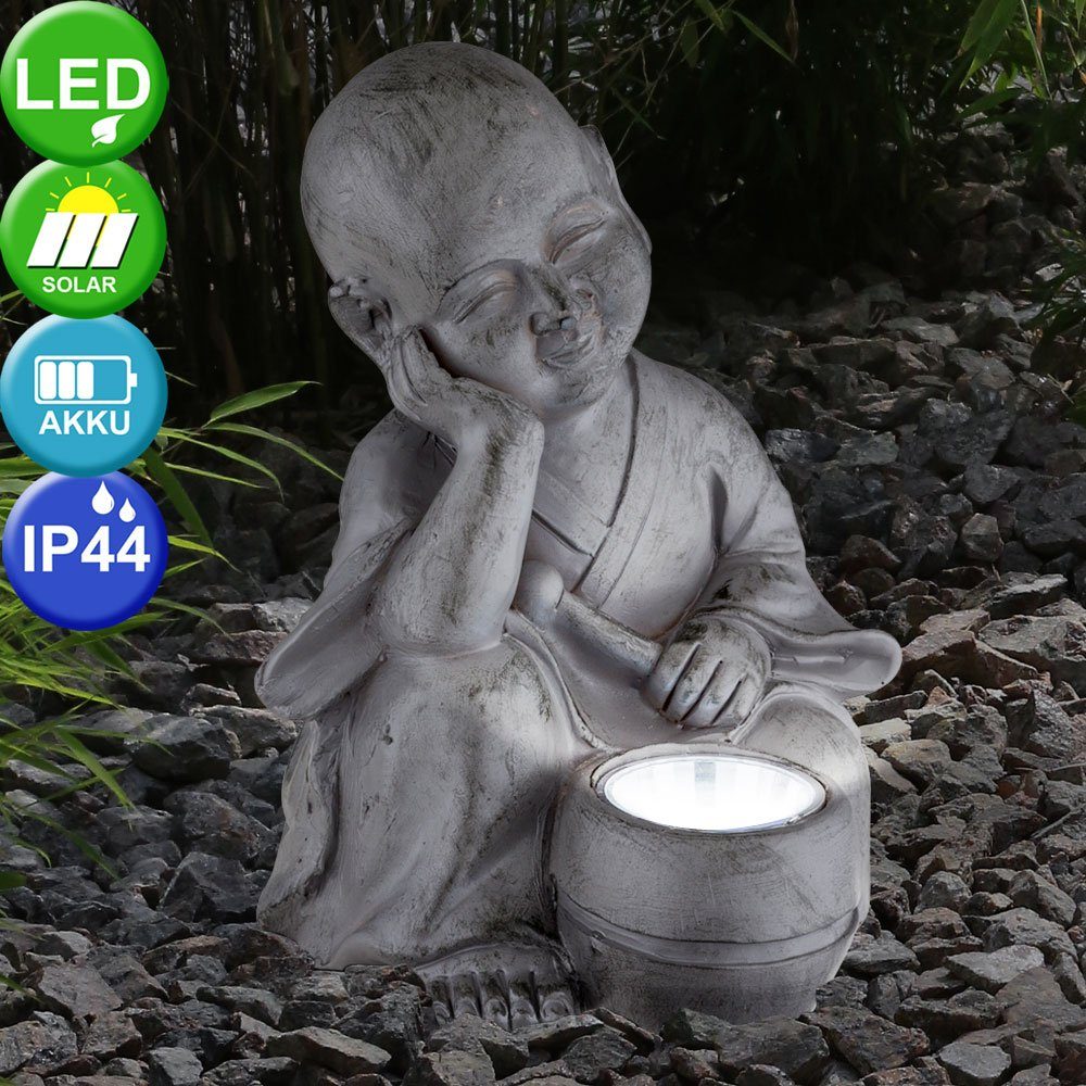 etc-shop LED Dekofigur, LED Solar Buddha Außen Leuchte Asia Figur Garten  Beleuchtung Feng Shui