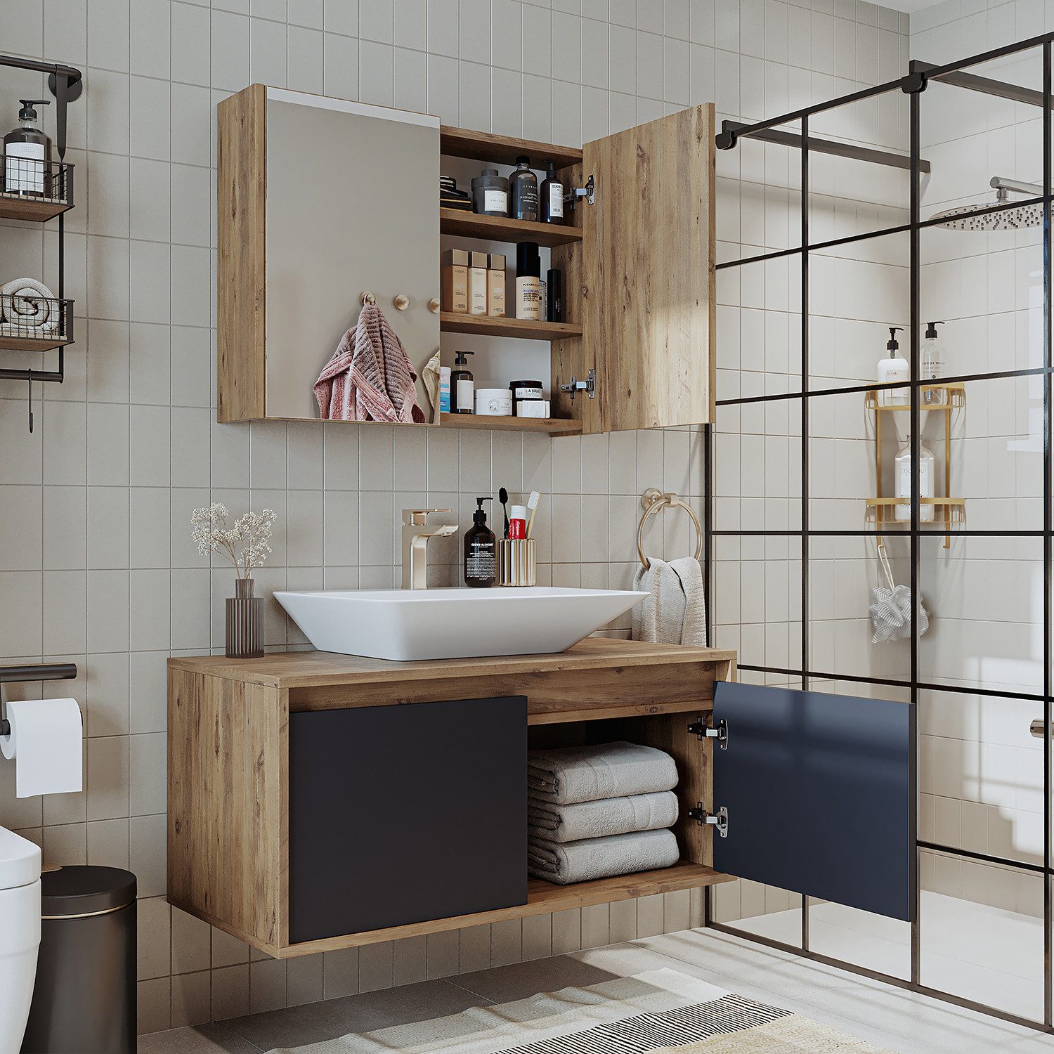 Roomart Badmöbel-Set ATL-3TLG-100, (Badezimmermöbel Set Unterschrank günstig online kaufen
