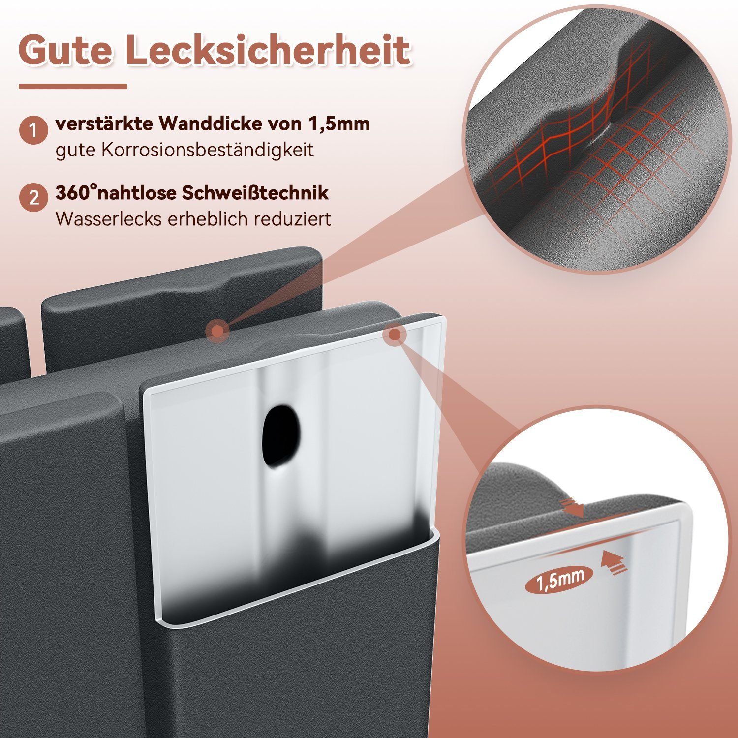 ELEGANT Heizkörper Flachheizkörper Anthrazit Bad,61.9 cm x 63 cm,Design mit Multiblock, Doppellagig / Einlagig