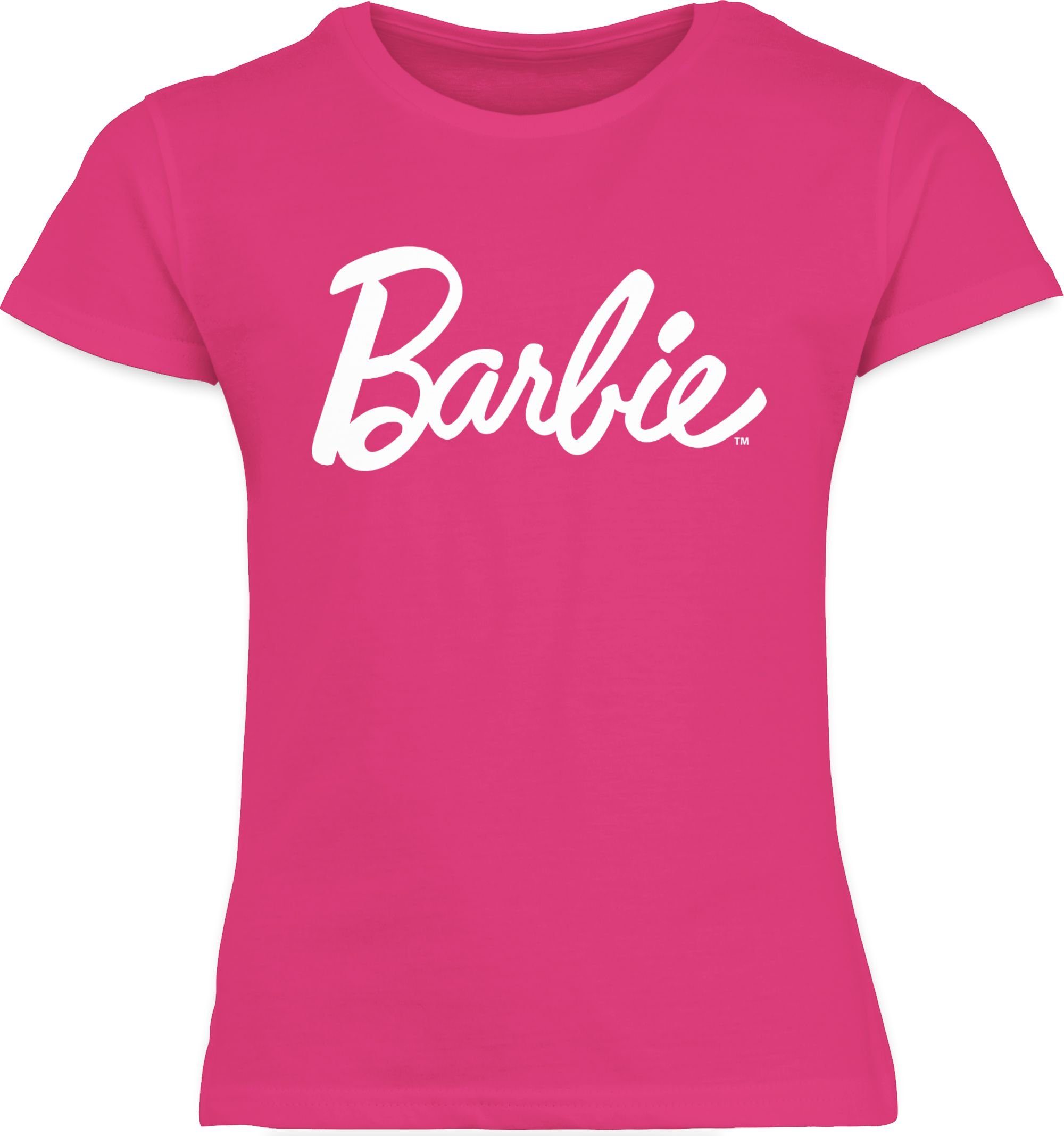 Shirtracer T-Shirt Barbie 1 Barbie weiß Mädchen Fuchsia Logo