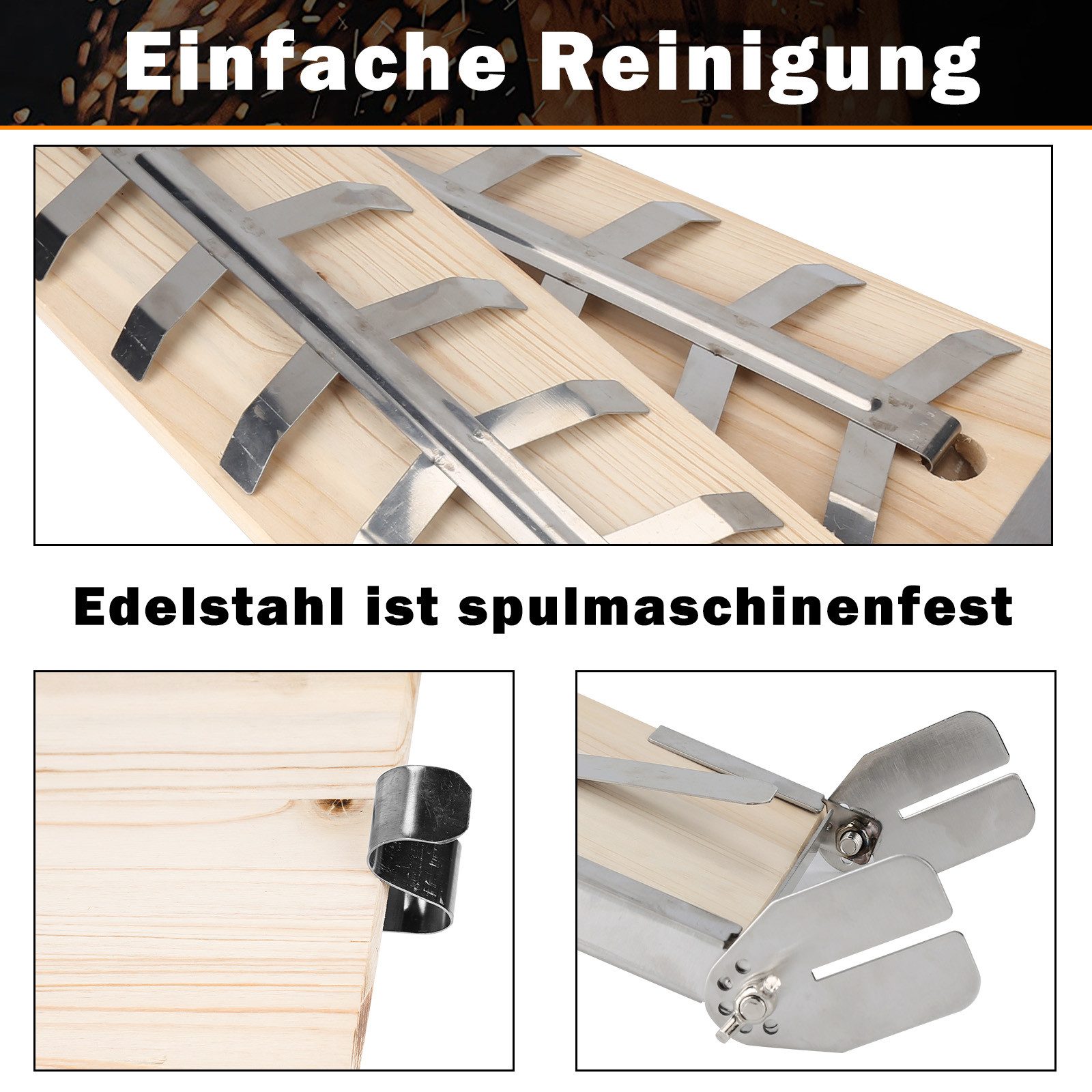 Clanmacy Räucherbrett Flammlachsbrett Zedernholz Lachsflammbretter Halterung 2er Set, Zedernholz – Bild 4 von 5