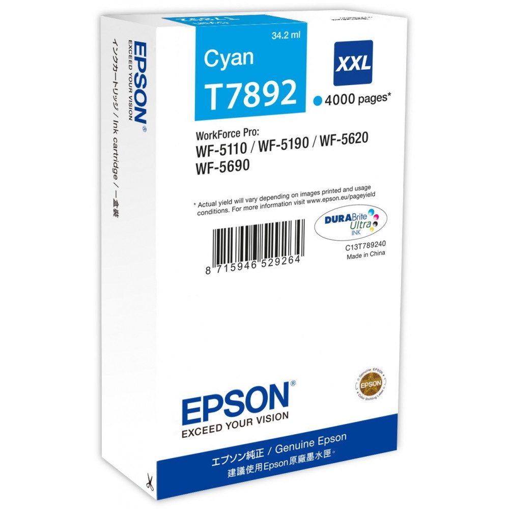 Epson Epson T789240 XXL Tintenpatrone cyan für Drucker. Tintenpatrone (Cyan, Hohe Seitenleistung 4.000 Seiten)