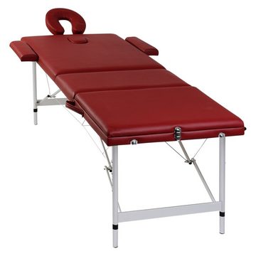 vidaXL Massageliege Massagetisch mit Aluminiumrahmen, faltbar 3 Zonen Rot