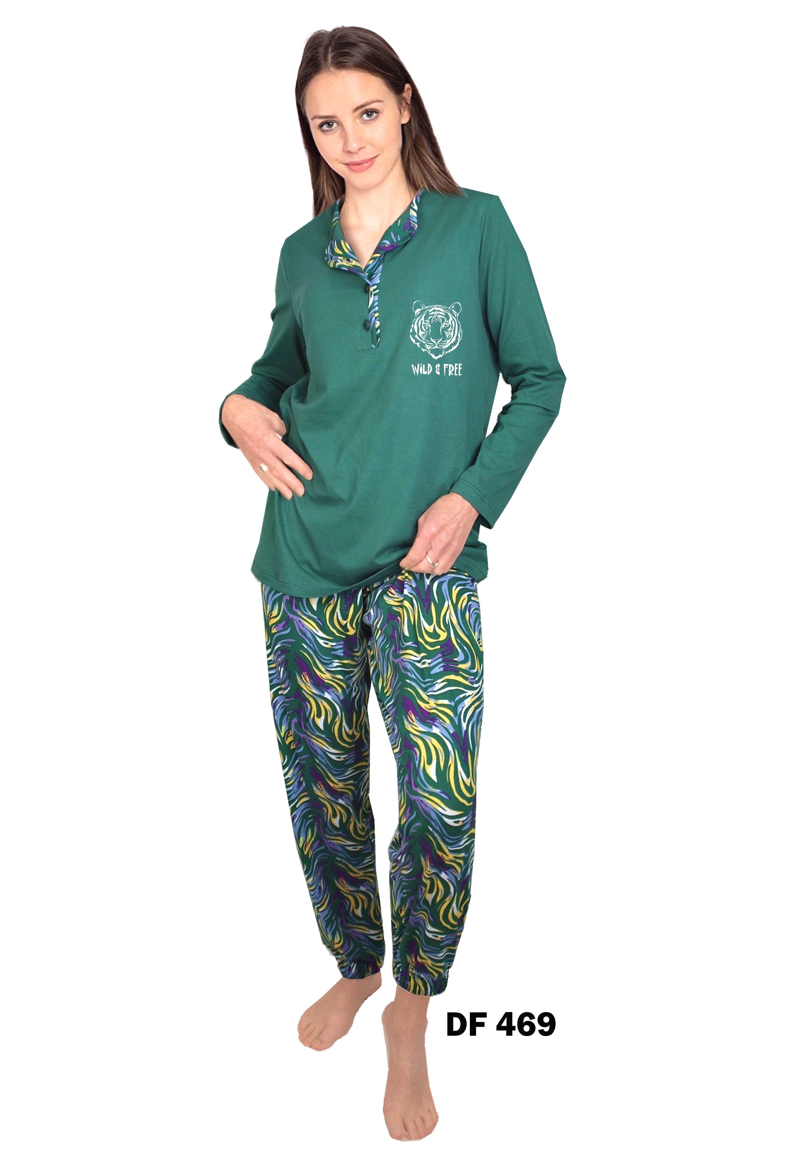 Consult-Tex Schlafanzug Damen Pyjama Schlafanzug lang DF469 (Spar-Set, 1 Stück) aus reiner Baumwolle-Jersey