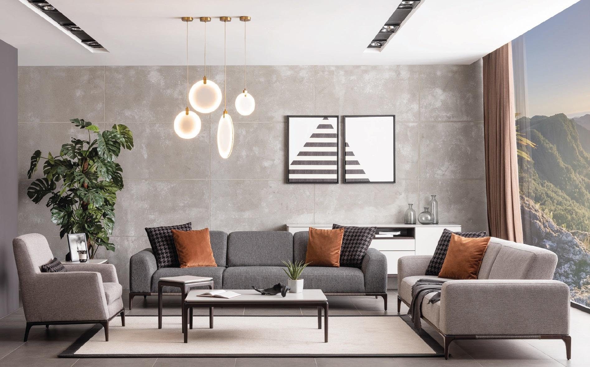 JVmoebel Sofa, Wohnzimmer Sitzer Möbel Stil Sofa 3 Moderne grau Design Sofas Neu