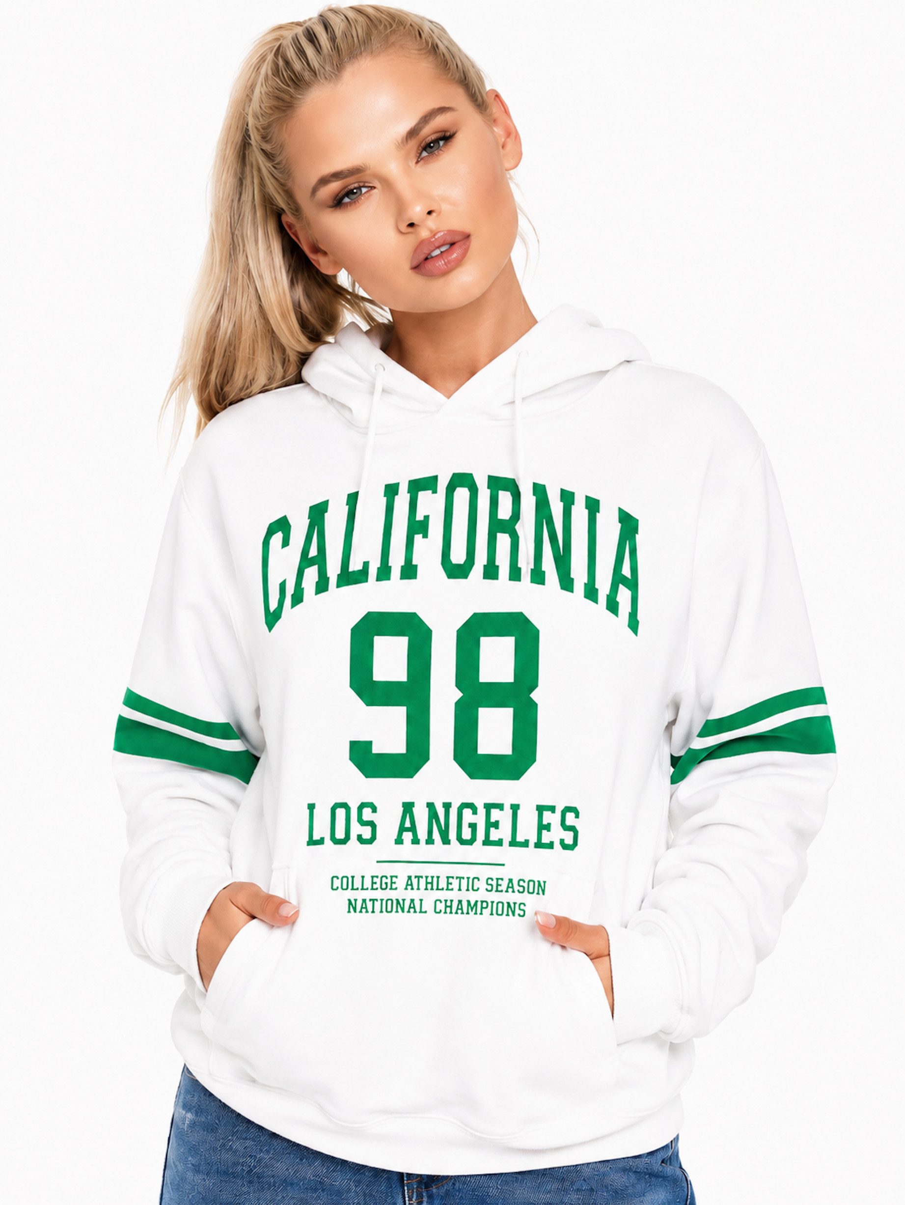 Hoodie Worldclassca Damen Hoodie LA Kapuzenpullover Sport Sweatshirt Langarm