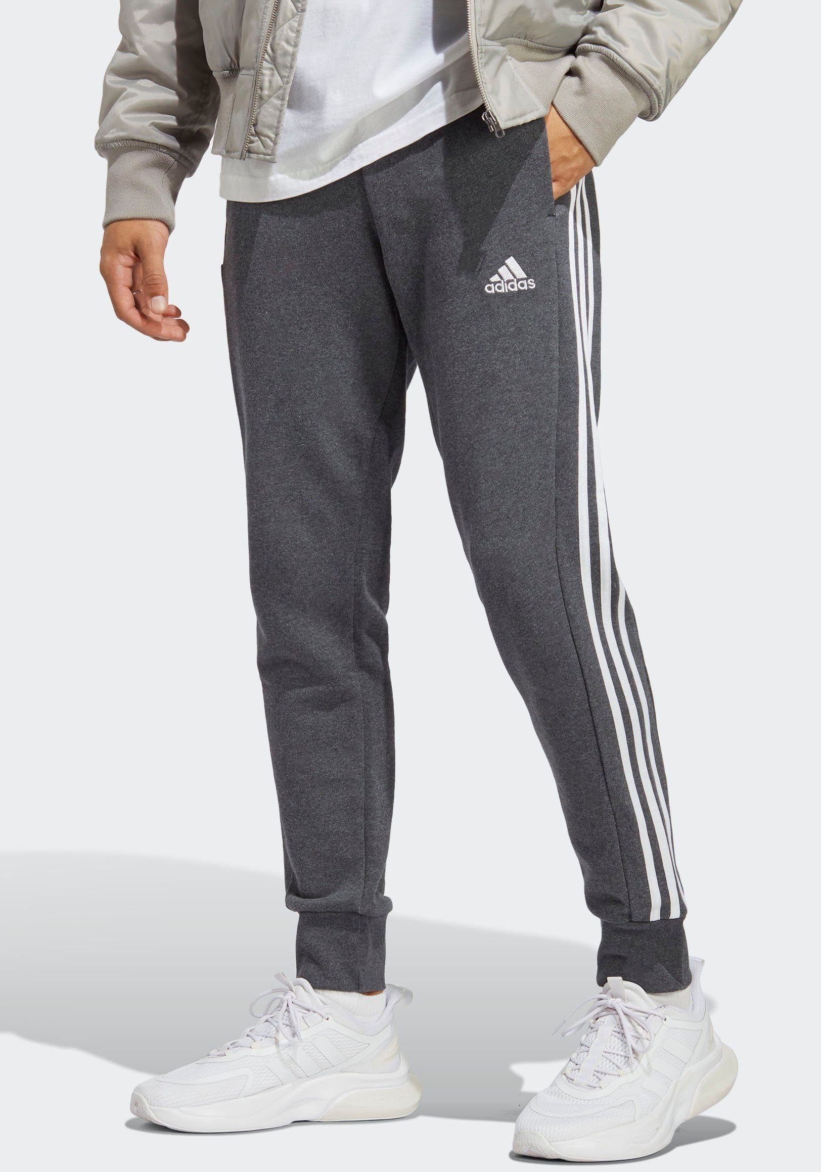 Dark Sportswear Heather White FRENCH HOSE / Grey TERRY TAPERED (1-tlg) CUFF adidas Sporthose ESSENTIALS 3STREIFEN