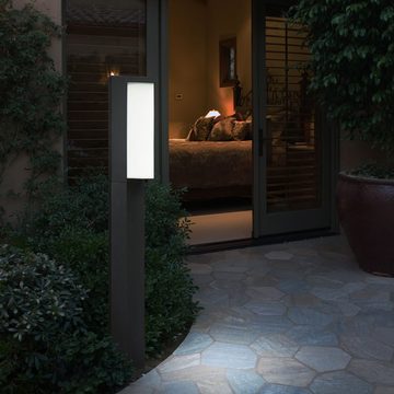etc-shop LED Außen-Stehlampe, LED-Leuchtmittel fest verbaut, Warmweiß, Außenlampe Stehleuchte Garten LED wetterfest anthrazit matt H 110 cm