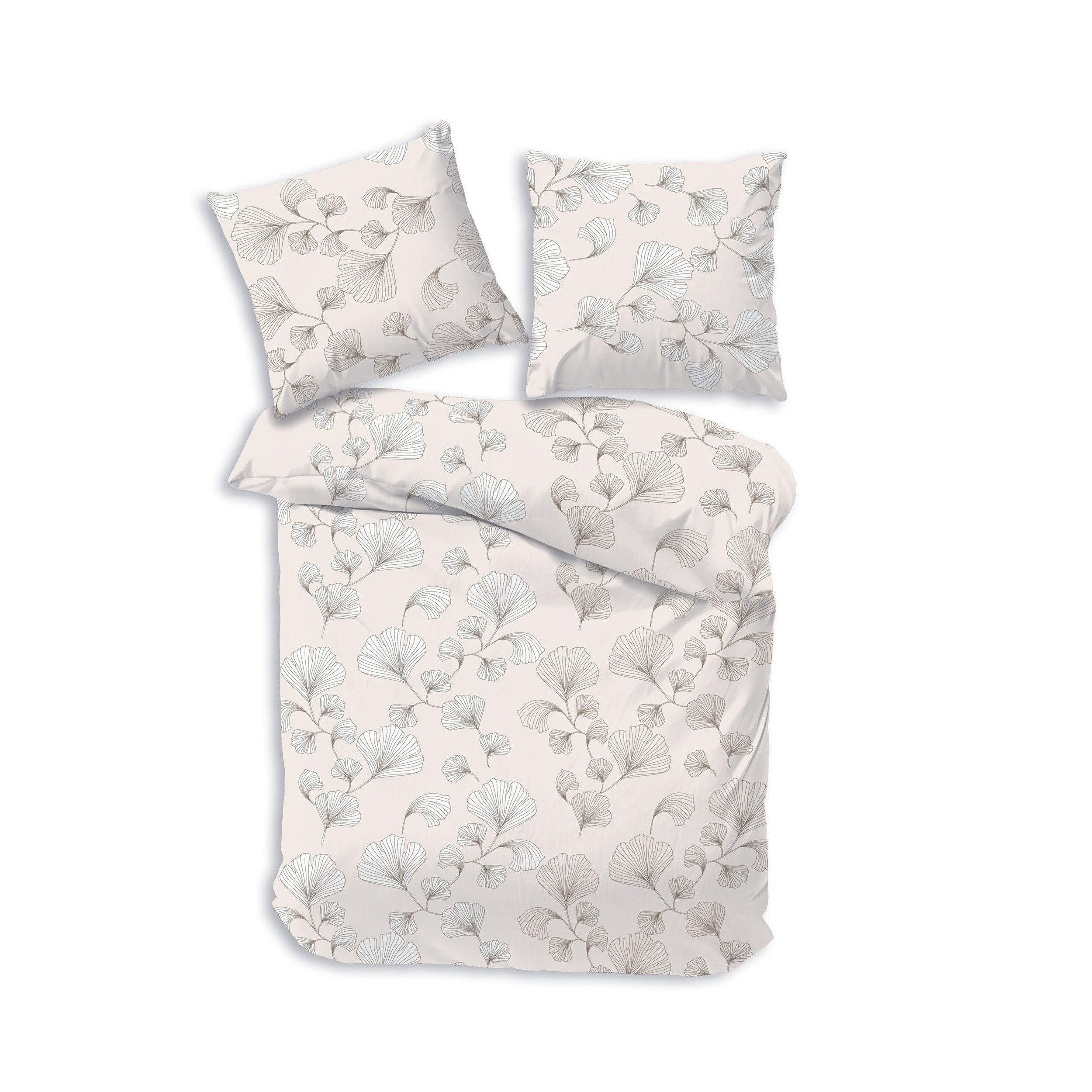 DOBNIG Bettwäsche Flanell, Flanell, 2 teilig, Gingko-Blätter, sand günstig online kaufen