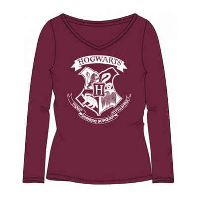 EplusM T-Shirt Harry Potter Langarm-Shirt - Hogwarts Wappen, Burgunderrot
