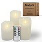 BonAura LED-Kerze »mit Fernbedienung und Timer, Flammenlose Echtwachs Kerzen mit 3D Flamme« (Spar-Set, 3-tlg., Wei), LED Stumpenkerze, Bild 1