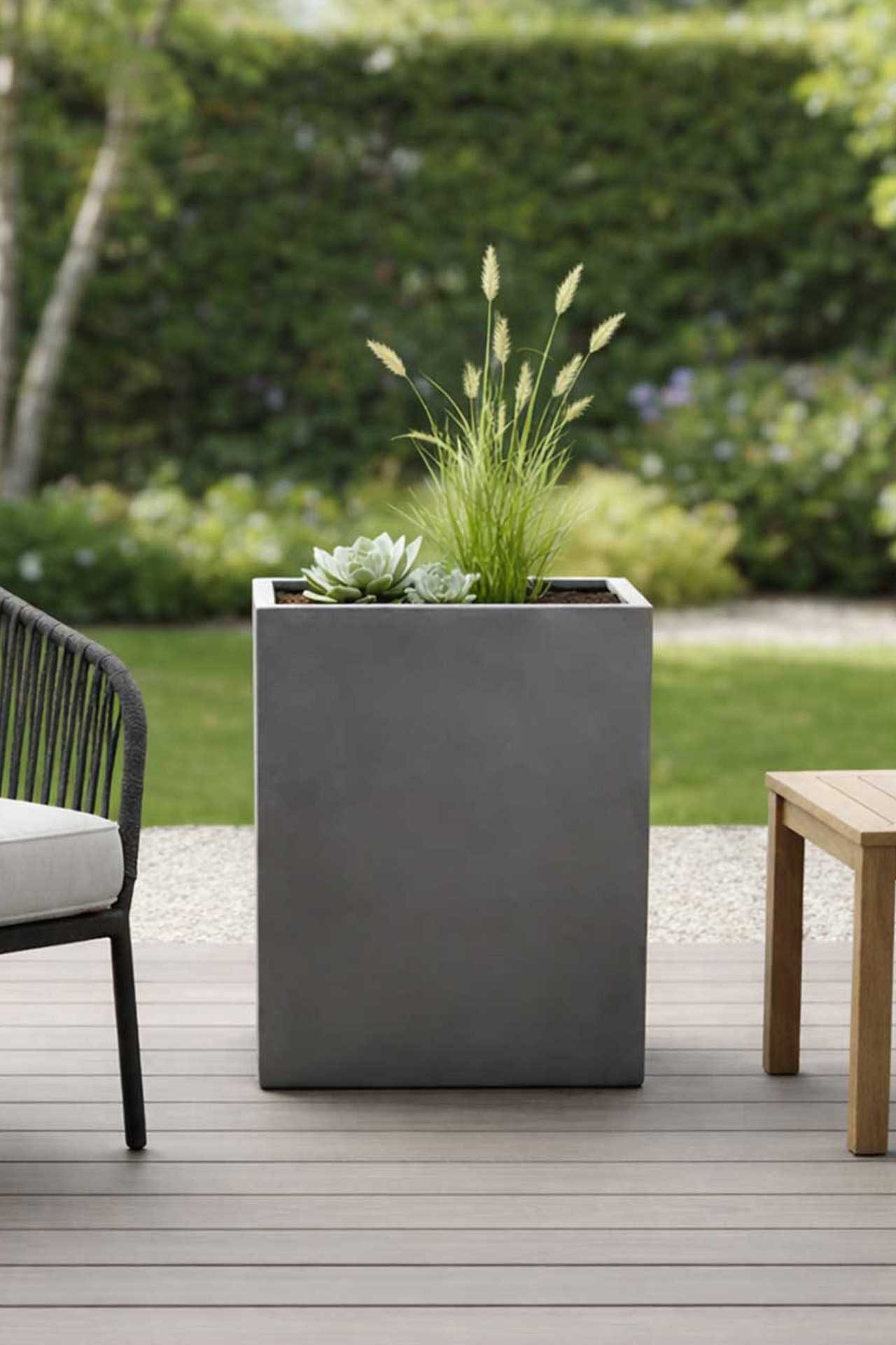 VIVANNO Pflanzkübel Fiberglas ELEMENTO Kasten - Betongrau Beton-Design (1 St), 59x30x75 cm