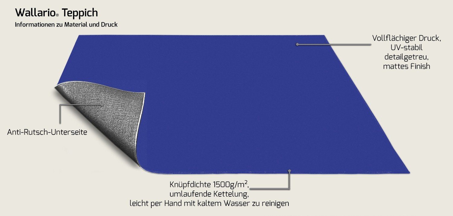 Wallario Teppich Dunkelblau, rechteckig, rutschfest