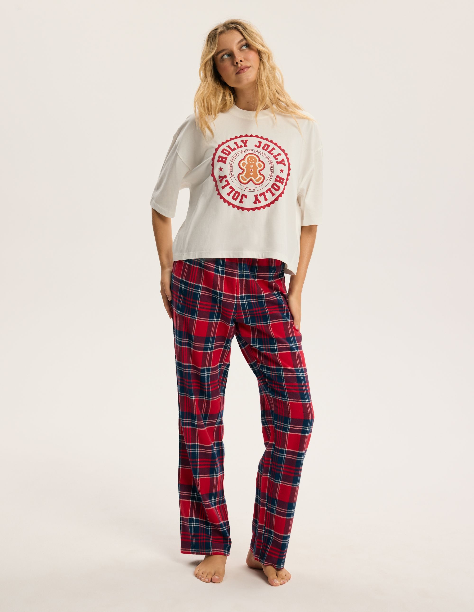 ESOTIQ Pyjama Schlafanzug aus Baumwolle Kurzarm mit Rundhalsausschnitt Candy Cane (2 tlg)