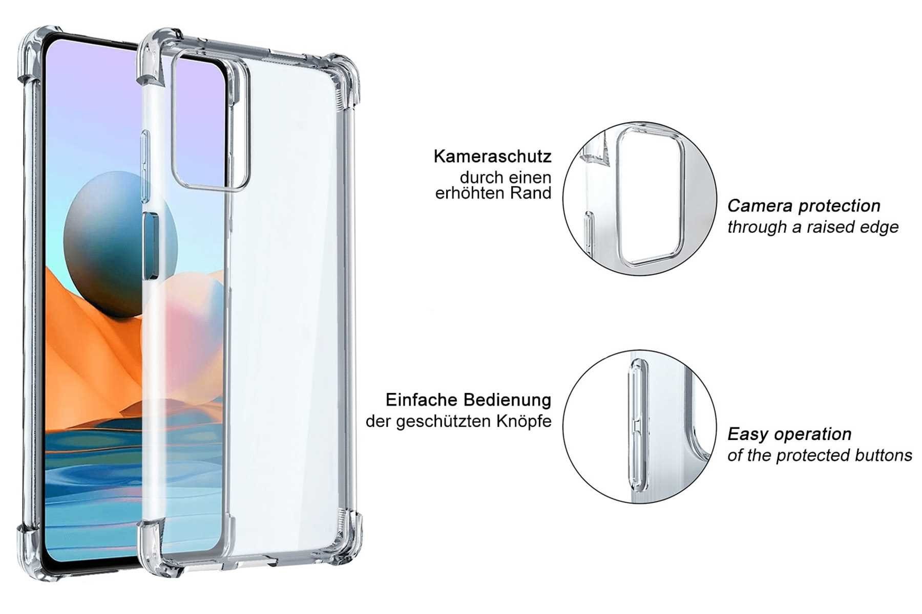 mtb more energy Smartphone-Hülle Clear Armor Case für Xiaomi Redmi Note 8, Transparente TPU Schutzhülle Case Backcover mit Anti-Shock Verstärkung – Bild 2 von 5