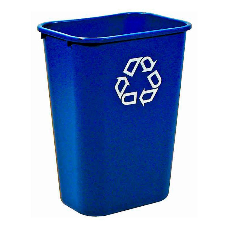 PROREGAL® Mülleimer Rechteckiger Abfallbehälter, 39L, Polyethylen, Schwarz Blau