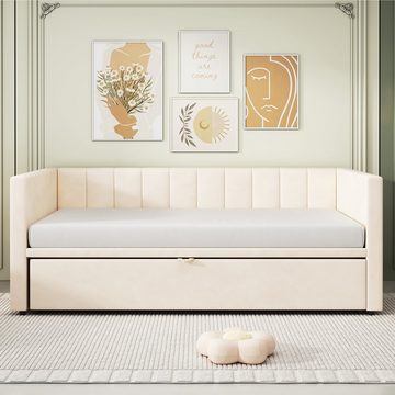 REDOM Polsterbett Schlafsofa Kinderbett Funktionsbett Doppelbett, mit Lattenrosten (90/180*200 cm, Multifunktionsbett aus hautfreundlichem Samtstoff), ohne Matratze