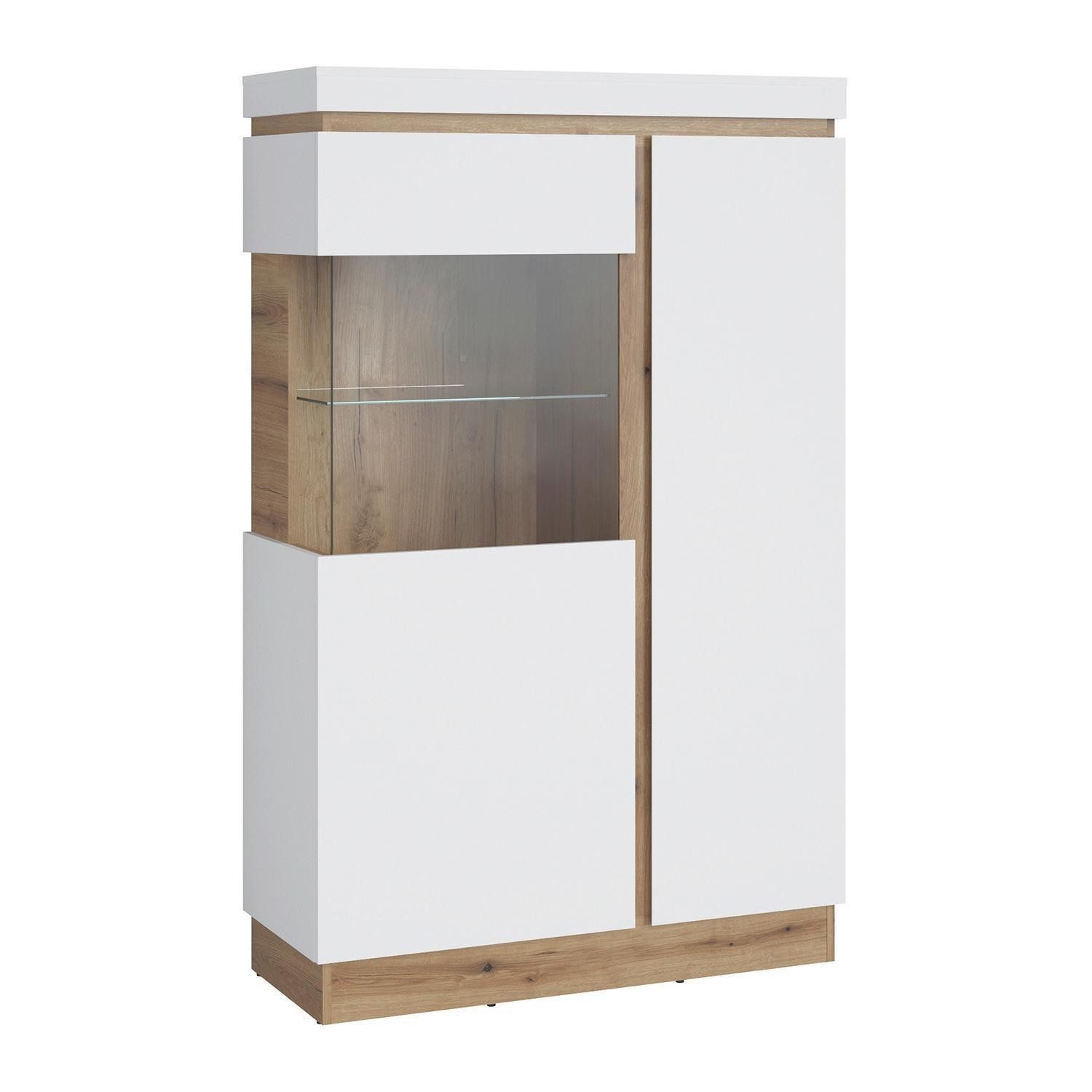 Highboard CALABRIA, Alpinweiß, Evoke Eiche Dekor, 2 Türen, B 104 x H 164 x günstig online kaufen
