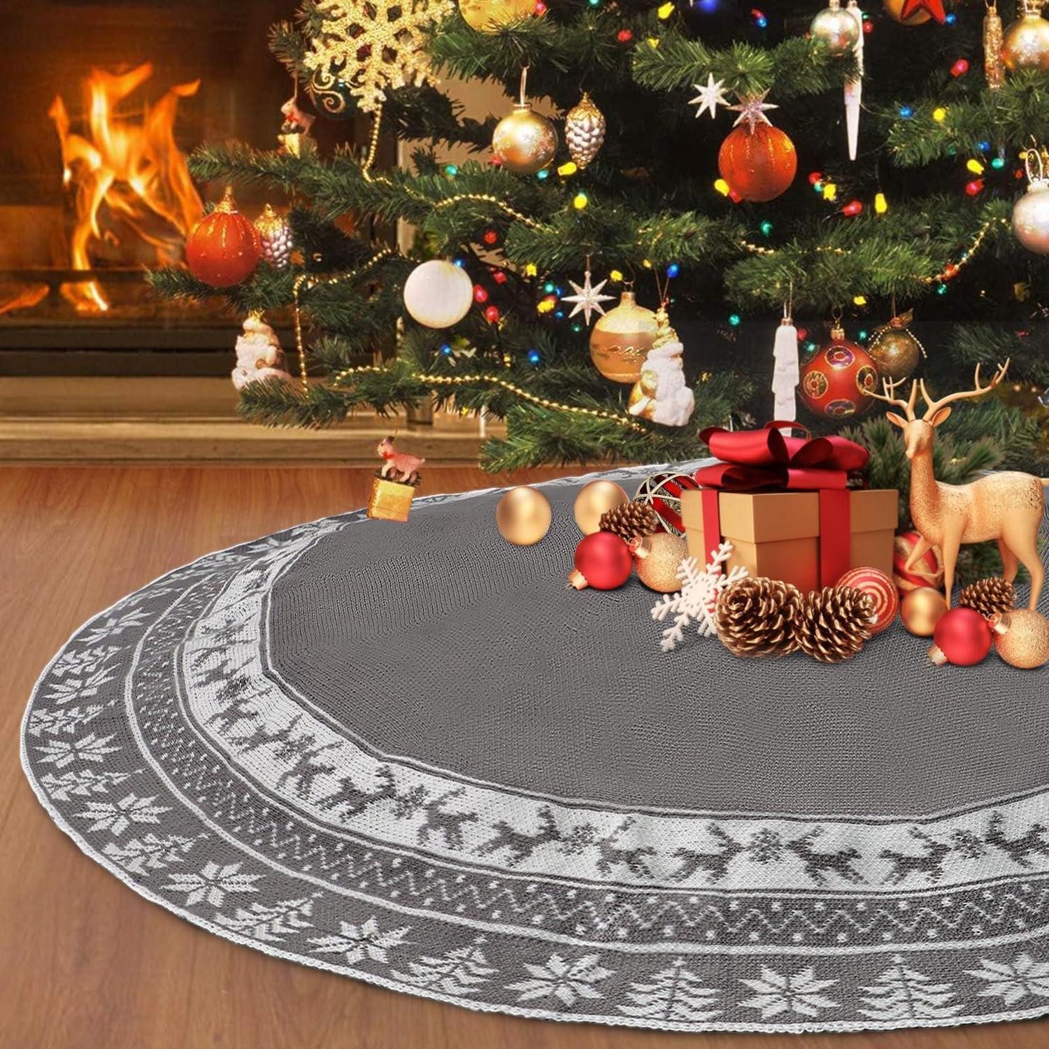 LuxusKollektion Weihnachtsbaumdecke Weihnachtsbaumdecke Grau 122cm