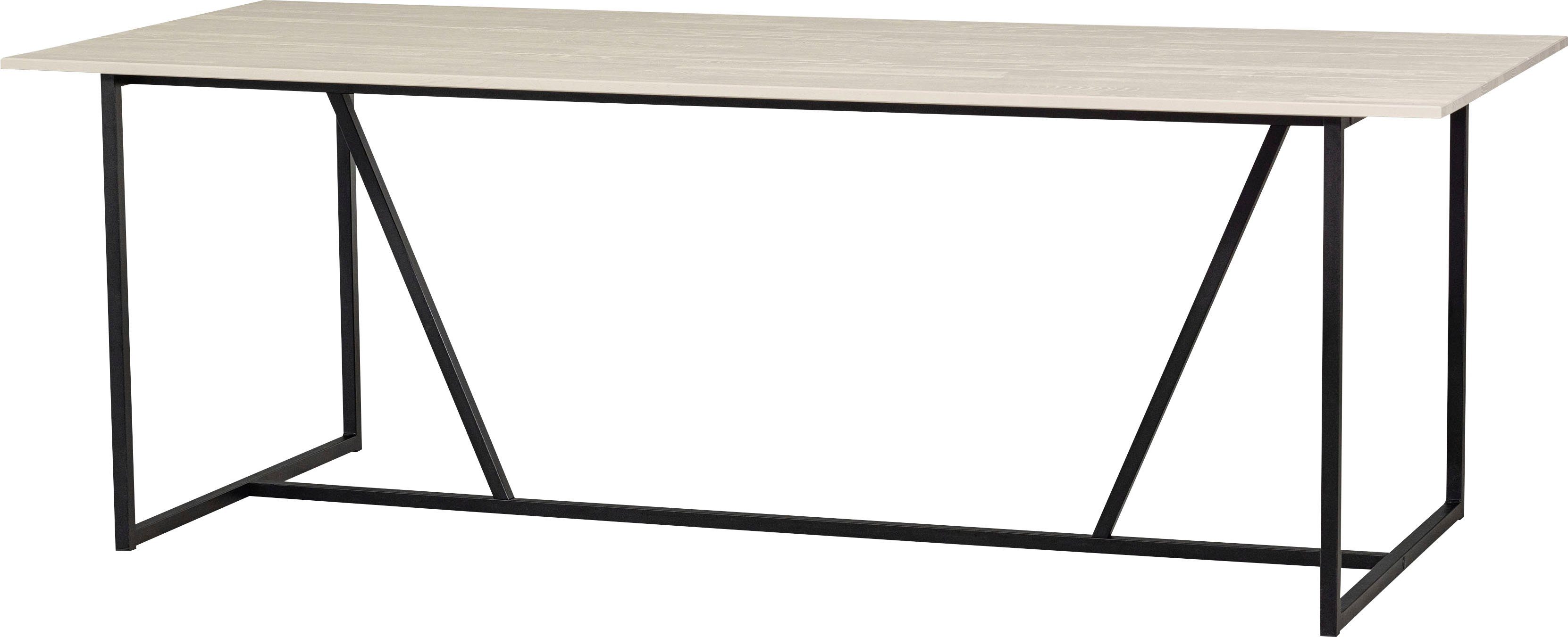WOOOD Esstisch Silas FSC®-Eschenholz gebürstet Metallgestell, H 75 x B 220 x T 90 cm, Für 6–8 Personen geeignet, Schutzlackiert, einfach zu montierbar