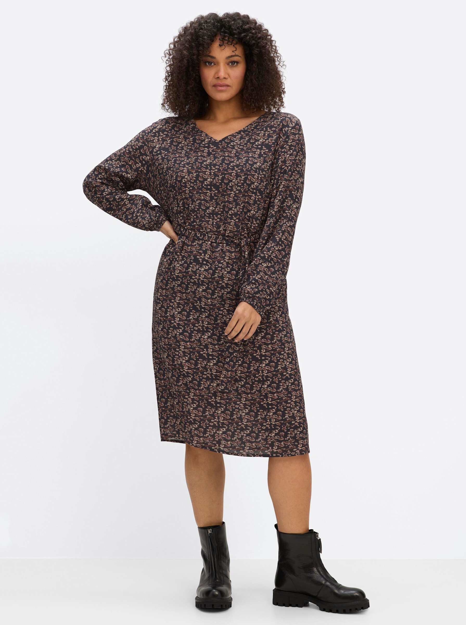 Sheego Jerseykleid Webkleid Langarm