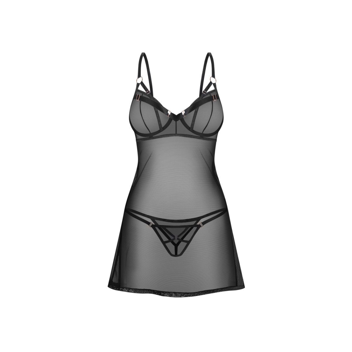 Obsessive Negligé Obsessive – Euridia Chemise & String – Schwarz