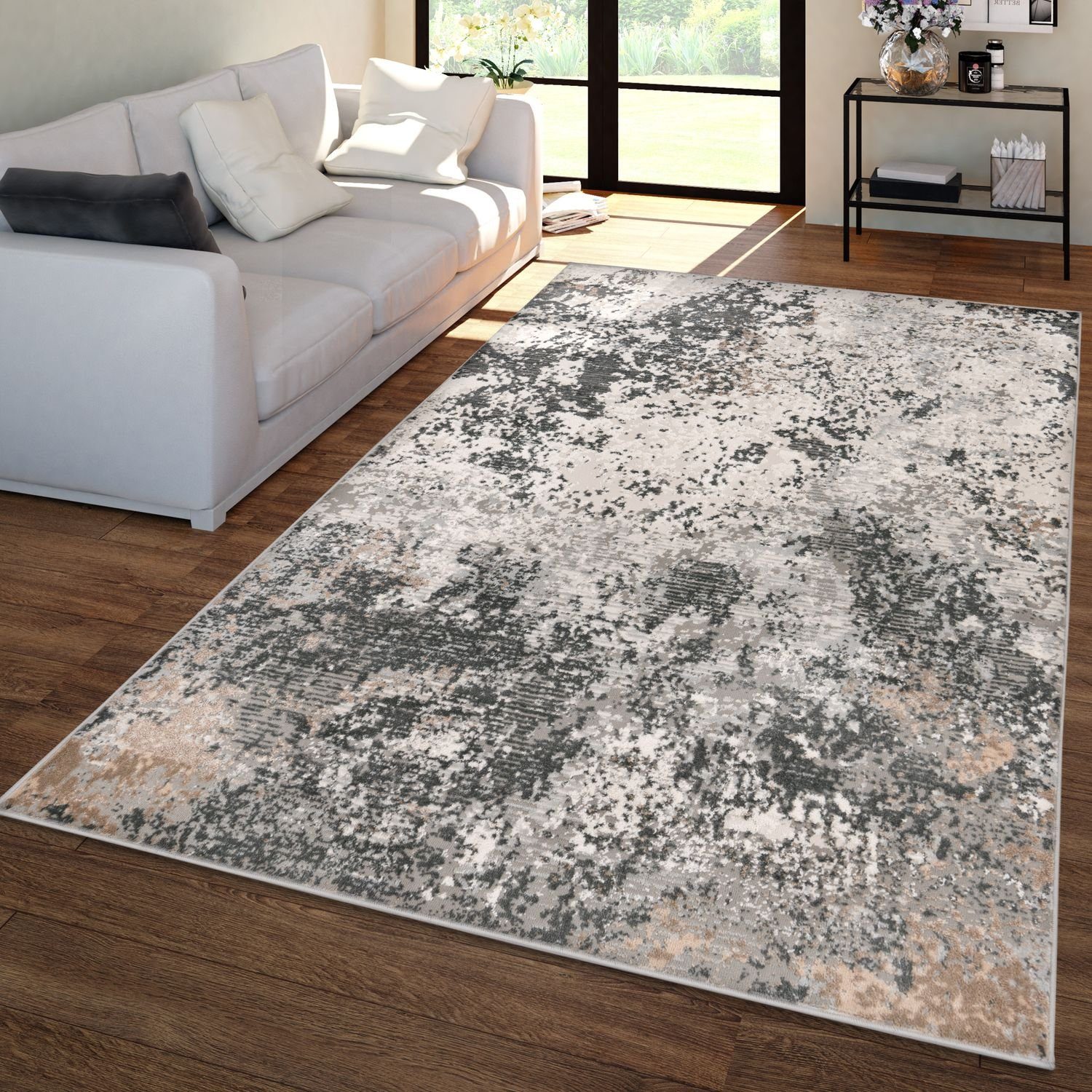 Teppich Wohnzimmer Teppich Kurzflor Used Look Abstrakt, TT Home, rechteckig,  Höhe: 12 mm | Hochflor-Teppiche