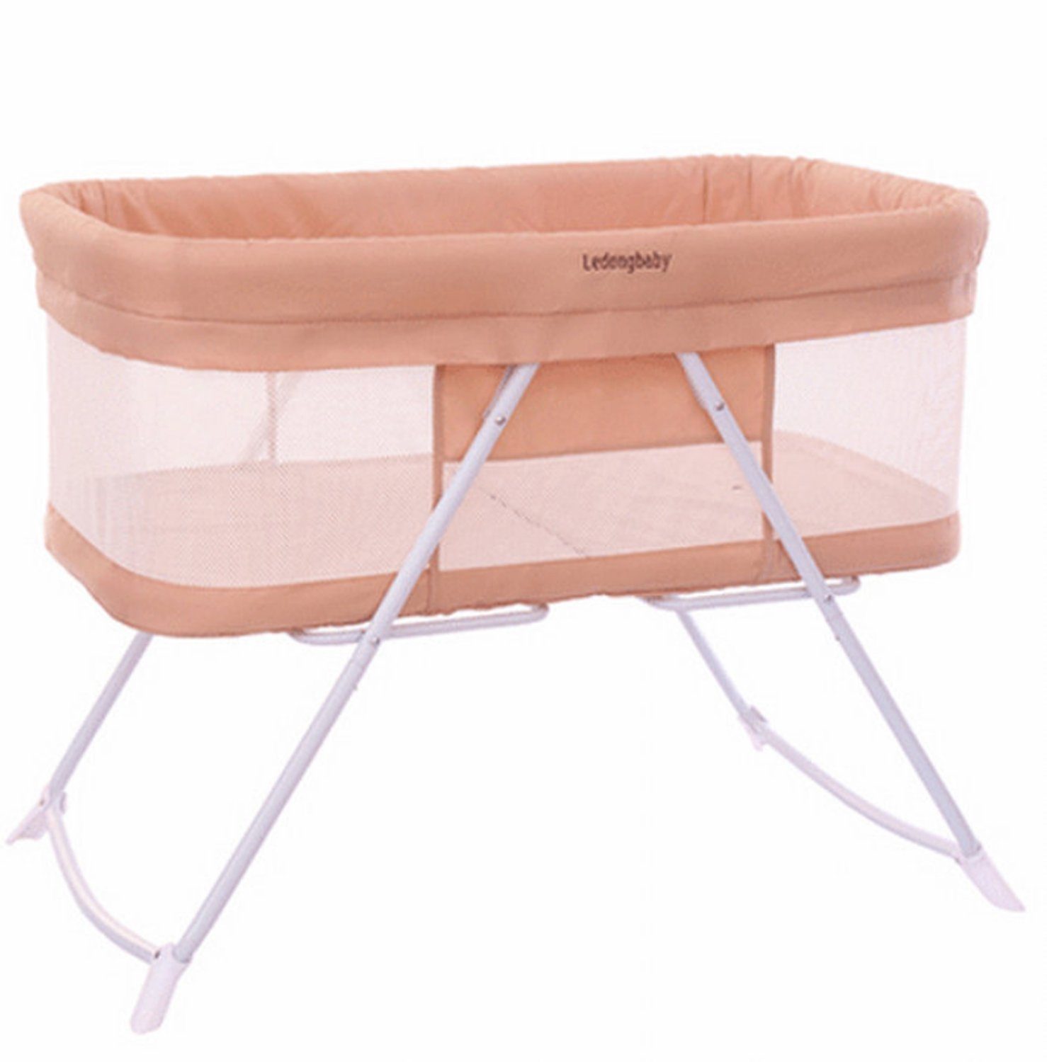 mit Babywiege Babybett Aufbewahrungskorb TPFLiving Babybett und Wiegefunktion Mückenschutz Reisebett Beistellbett Moskitonetz, mit Orange und