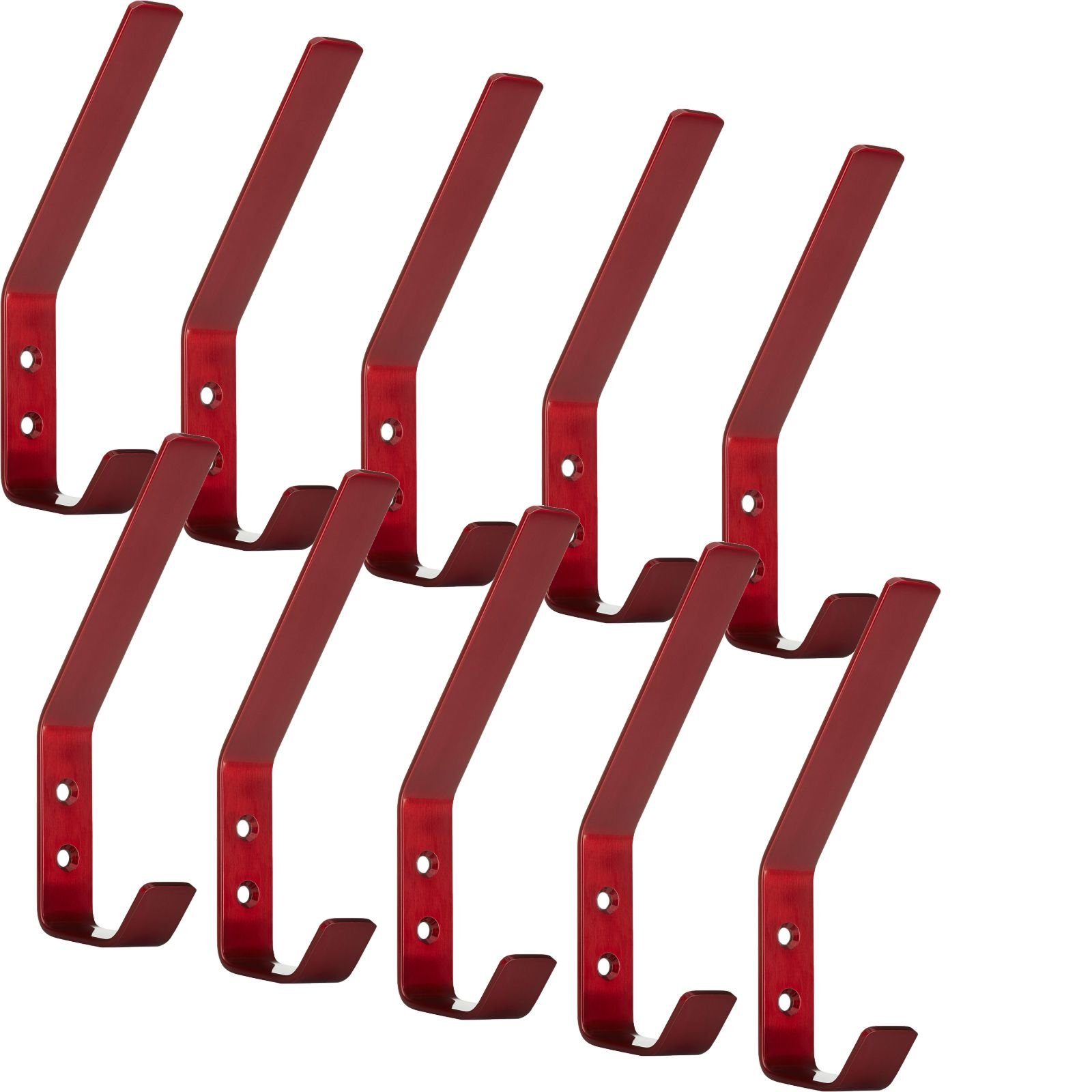 SO-TECH® Kleiderhaken doppelter Wandhaken, Edelstahl, 142 x 20 x 45 mm, (10-St), großer Jackenhaken mit abgerundeten Kanten bordeauxrot