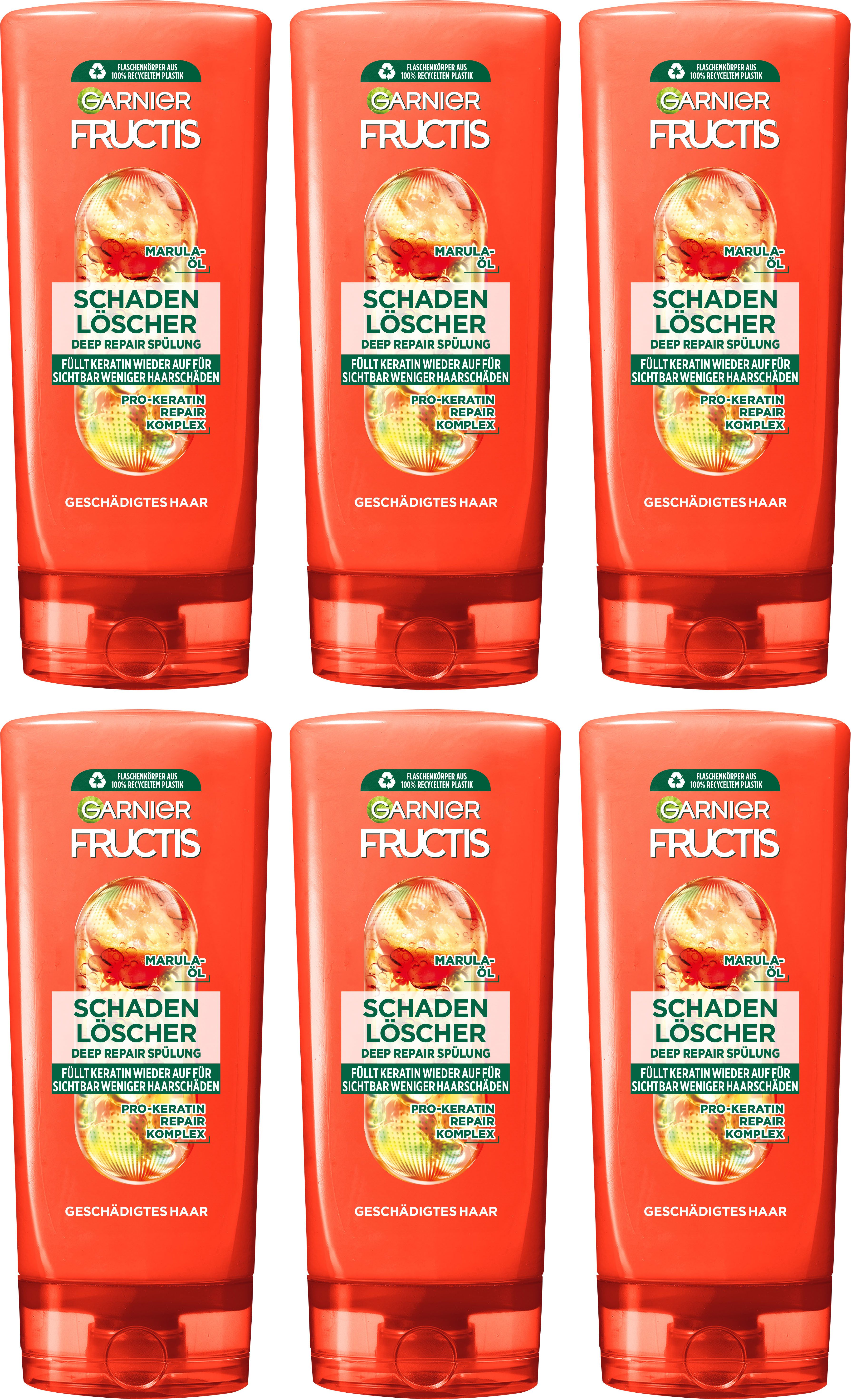 GARNIER Haarspülung Garnier Fructis Schadenlöscher Spülung, Set, 6-tlg., Repariert Haarschäden