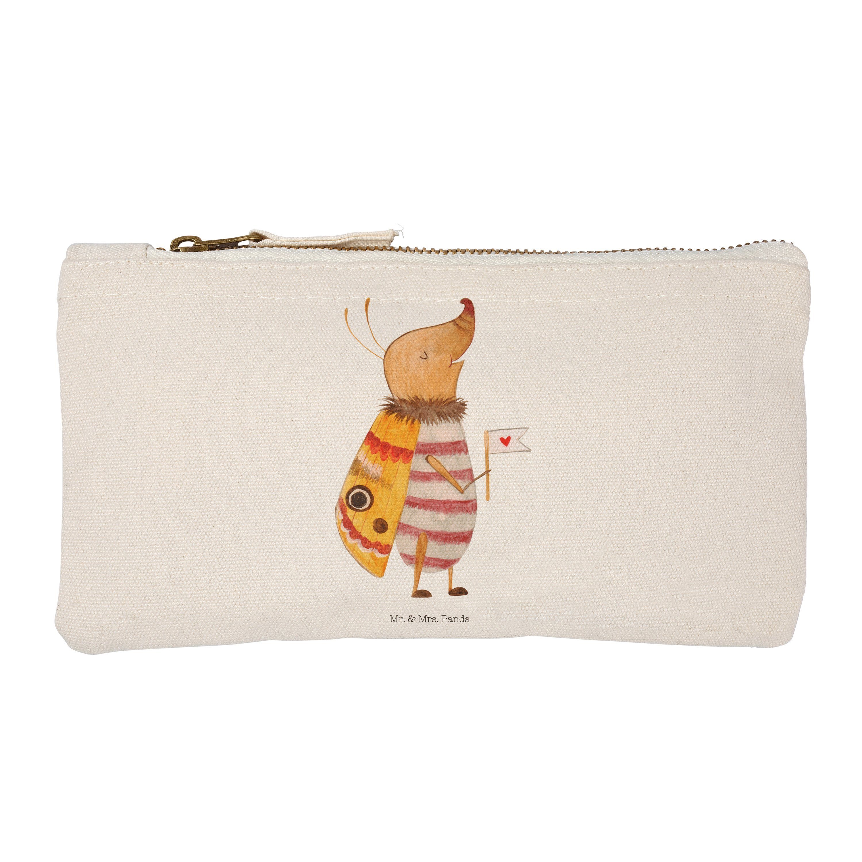 Mr. & Mrs. Panda Kosmetiktasche Nachtfalter mit Fähnchen - Weiß - Geschenk, niedlich, lustige Sprüche (1-tlg) | Canvas-Taschen