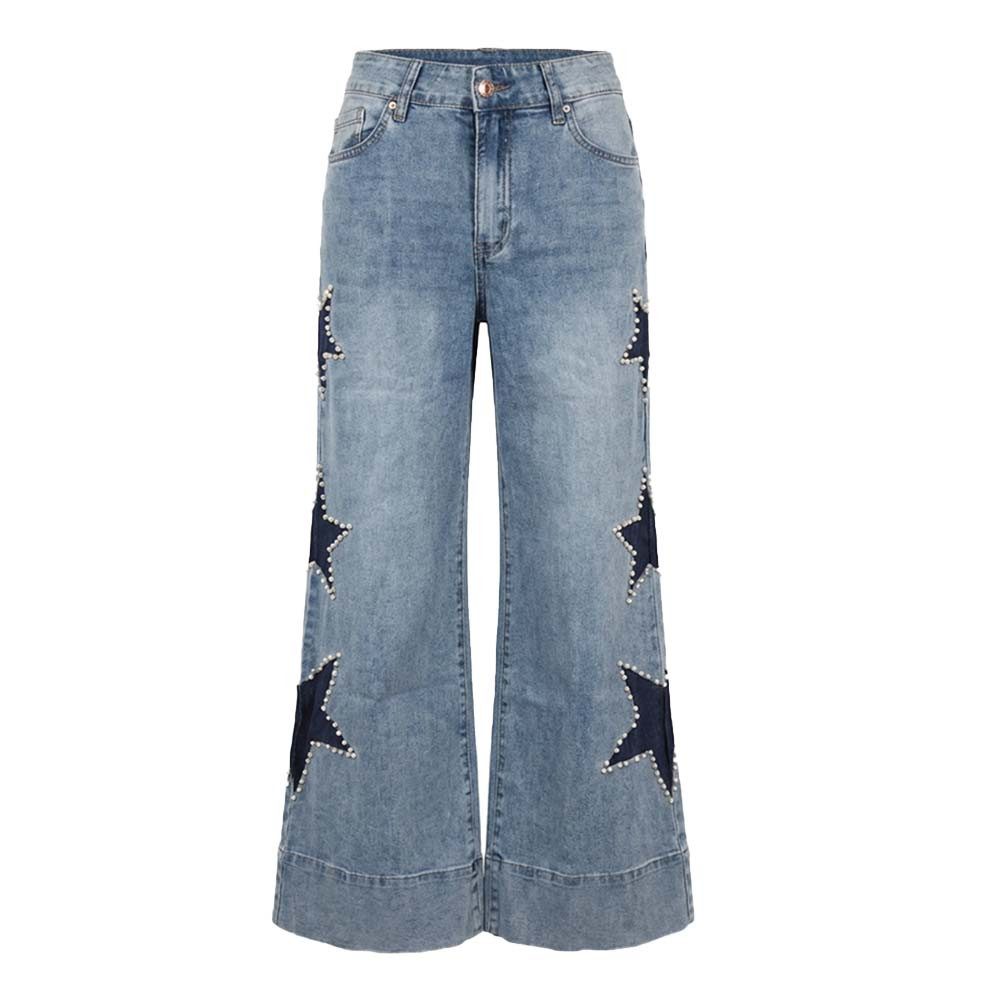 Miss Goodlife Bootcut-Jeans Miss Goodlife MG15719 Wide-Leg-Jeans „Stars“ Mid Blue