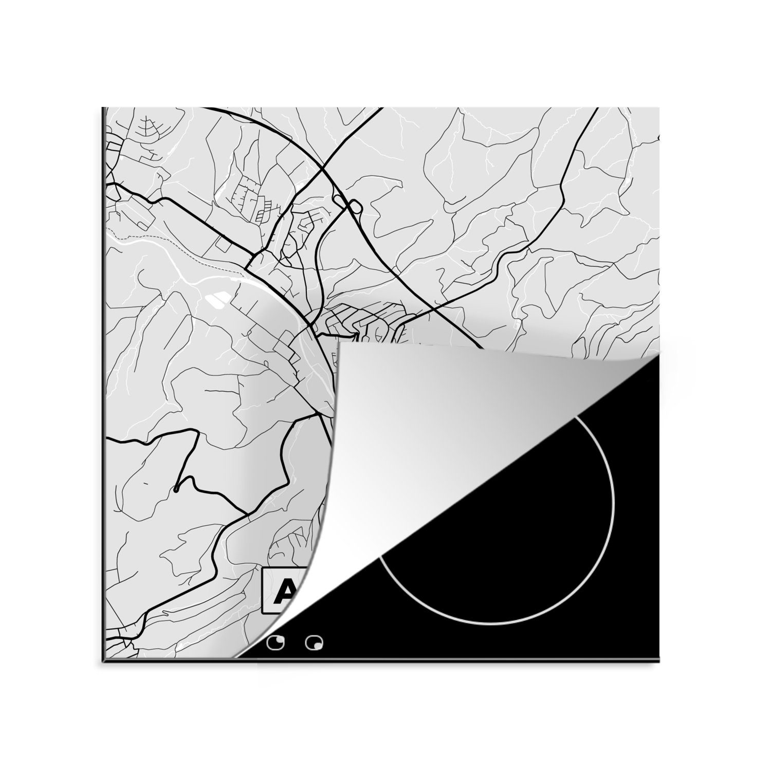 MuchoWow Herdblende-/Abdeckplatte Deutschland - Stadtplan - Arnsberg - Karte, Vinyl, (1 tlg), 78x78 cm, Ceranfeldabdeckung, Arbeitsplatte für küche