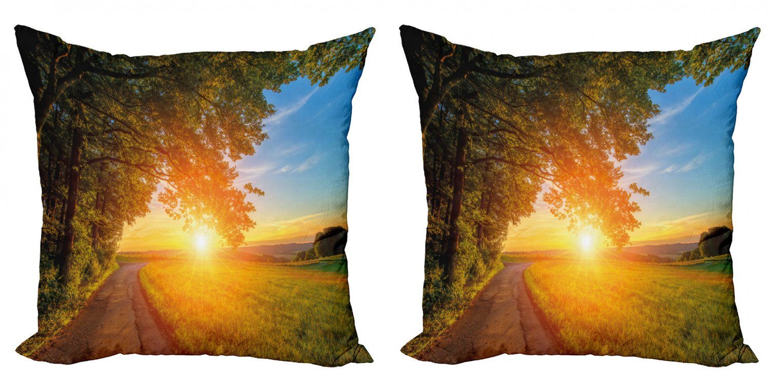 Weg- Accent Sonnenuntergang Kissenbezüge Wyoming (2 Modern Stück), Digitaldruck, Abakuhaus Ruhiger Doppelseitiger bei