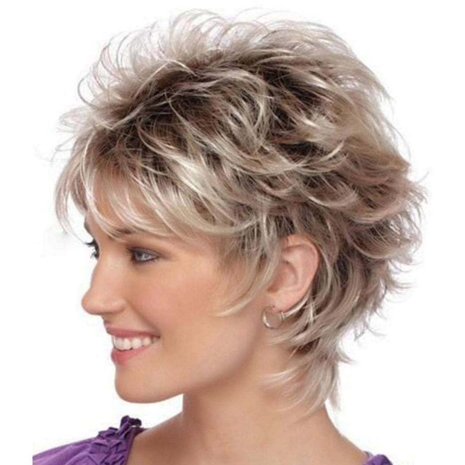 LuxusKollektion Kunsthaarperücke Perücken Damen Pixie Vollhaar Synthetisch Cosplay Braun-Grau-Mischung