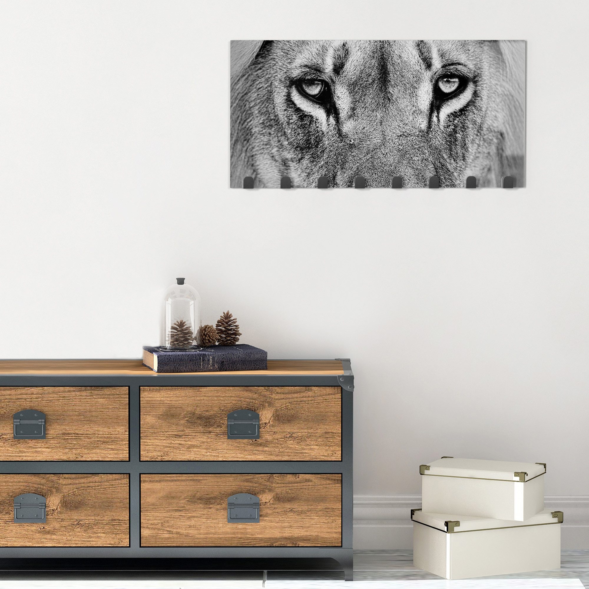 DEQORI Kleiderhaken 'Majestätischer Blick', Glas Garderobe Paneel magnetisch beschreibbar