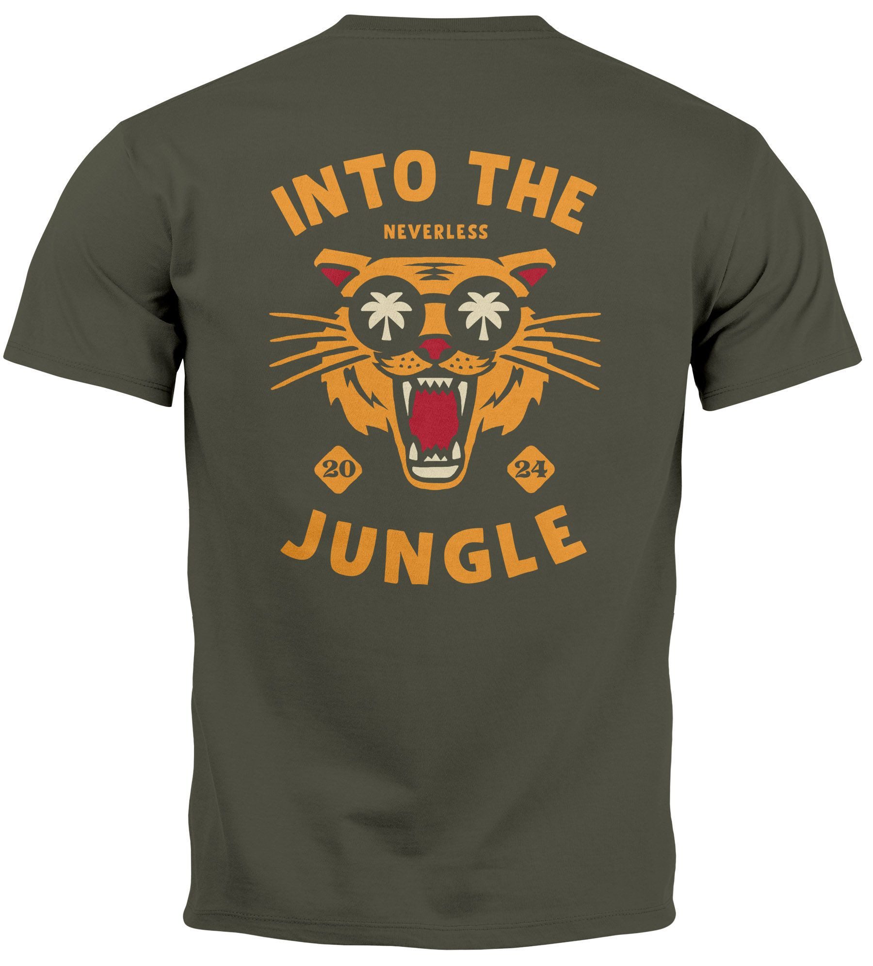 Neverless Print-Shirt Herren T-Shirt Backprint Tiger günstig online kaufen